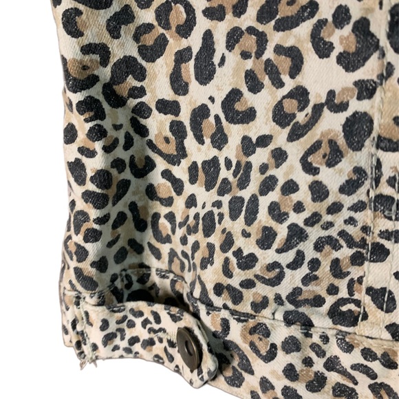 Eat 1948 Denim Size Medium Leopard Print Sleeveless Jean Jacket , 4 pockets - Picture 5 of 7
